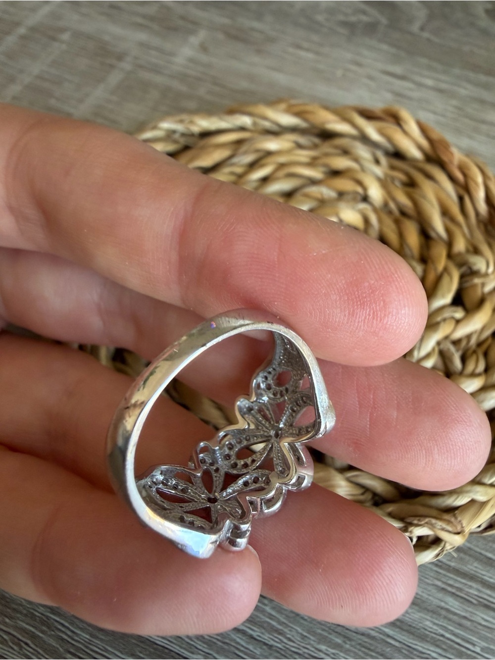 Vintage Designer SW Floral Sterling Silver Ring - Sz 8.5 - Picture 4 of 7